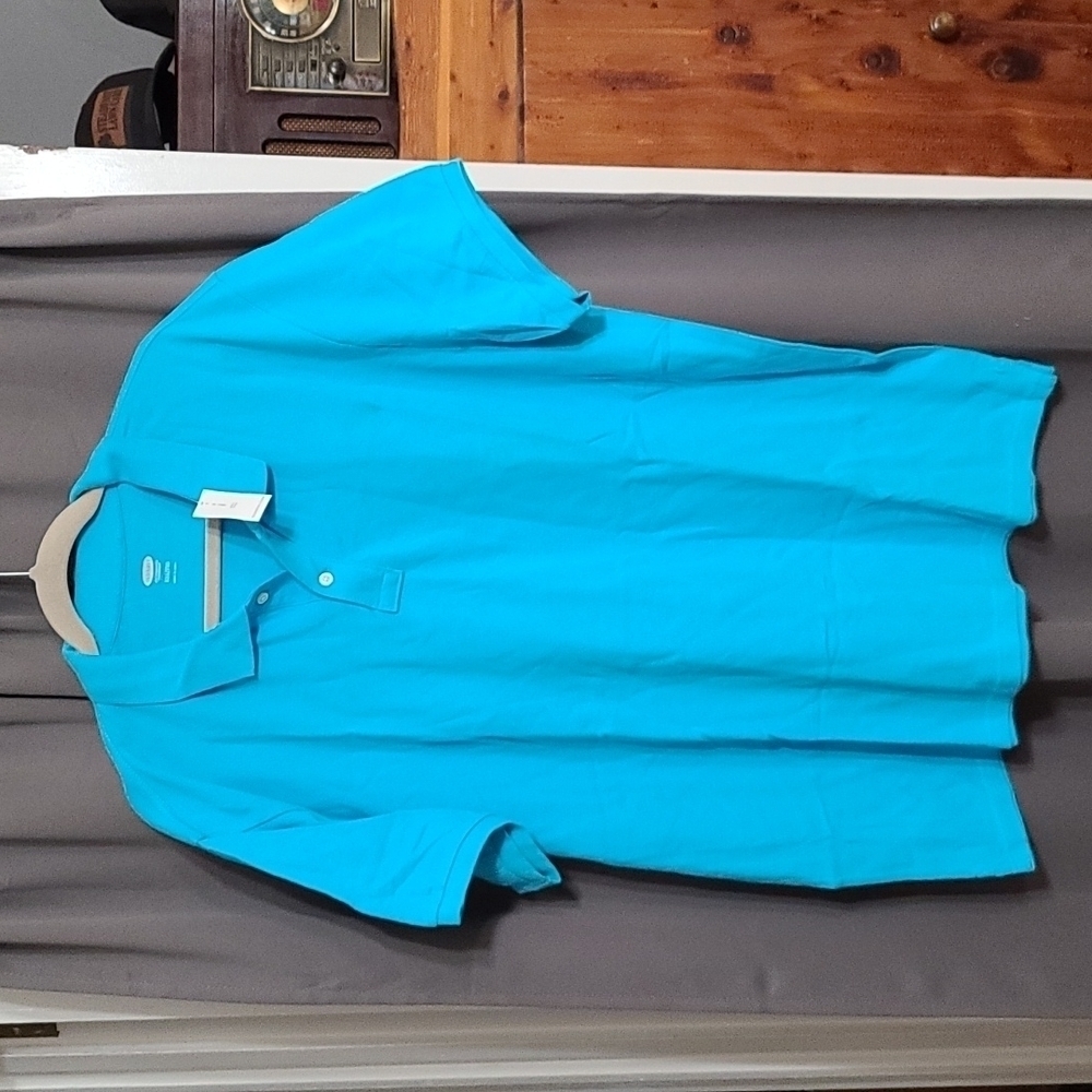 NWOT Old Navy Mens‎ Polo Shirt Aqua Short Sleeve Collared Size XXL READ